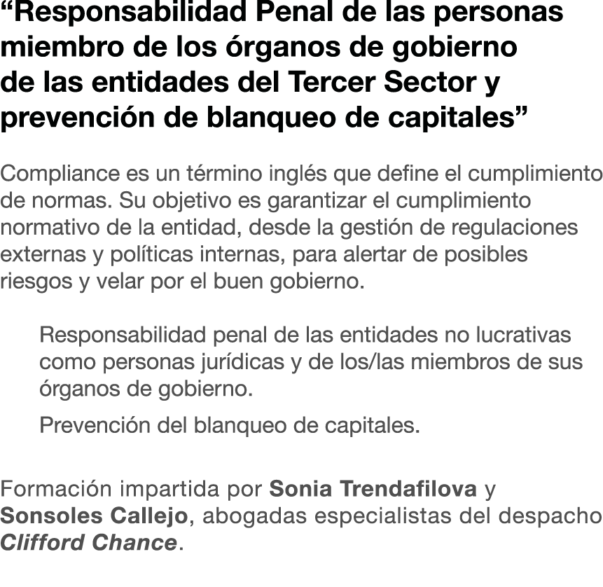 “Responsabilidad Penal de las personas miembro de los rganos de gobierno de las entidades del Tercer Sector y preven...