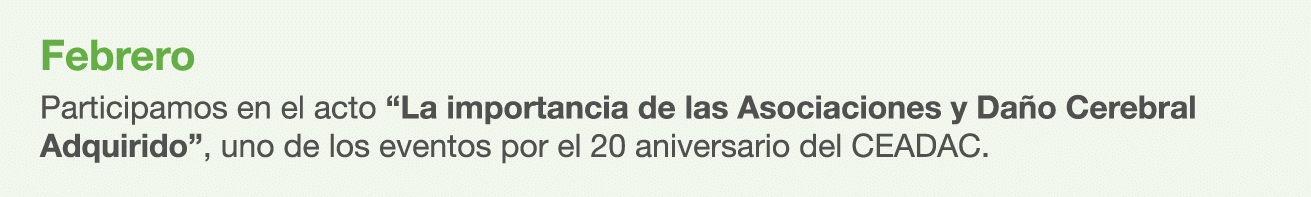 Febrero Participamos en el acto “La importancia de las Asociaciones y Da o Cerebral Adquirido”, uno de los eventos po...