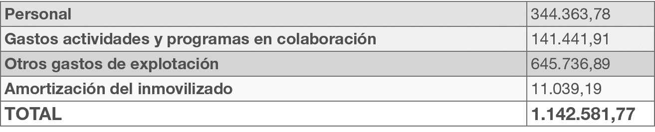 Personal,344.363,78,Gastos actividades y programas en colaboraci n,141.441,91,Otros gastos de explotaci n,645.736,89,...