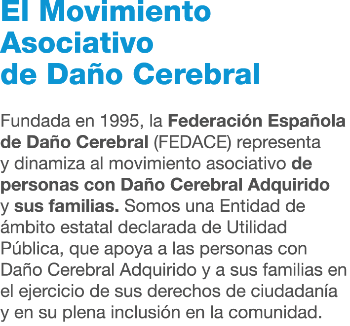 El Movimiento Asociativo de Da o Cerebral Fundada en 1995, la Federaci n Espa ola de Da o Cerebral (FEDACE) represent...
