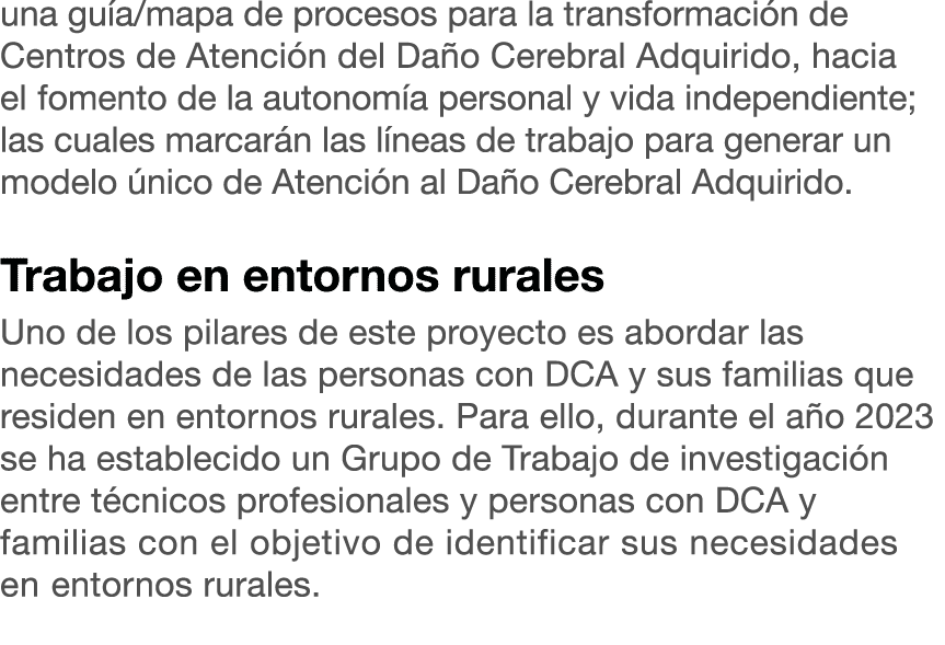 una gu a/mapa de procesos para la transformaci n de Centros de Atenci n del Da o Cerebral Adquirido, hacia el fomento...
